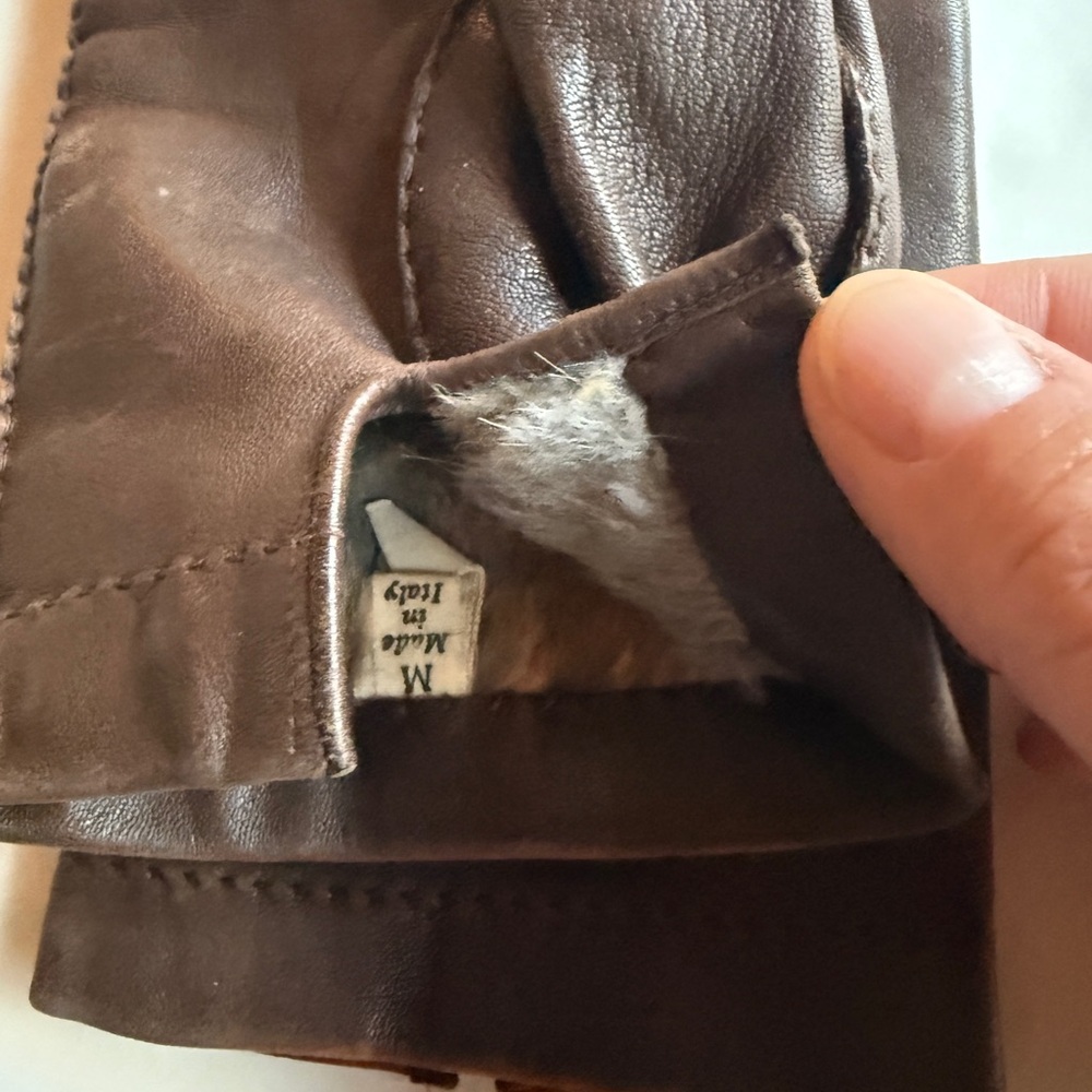 Men's Brown Leather Gloves Vintage - Picture 4 of 7